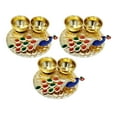 thumbnail image 1 of Swadeshi Desire Golden Peacock design With Colored gemstones Thali For Rakhi|Diwali|Ganpati Festivals & Return Gift (Peacock, 3) Haldi Kumkum Holder, 1 of 4