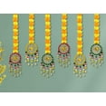 thumbnail image 1 of Swadeshi Desire Handmade Artificial Marigold Fluffy Flowers with Ring Bell Hanging Latkan Toran For Home | Festival | Wedding | Temple Pooja Room Decoration (Pack of 6), 1 of 4