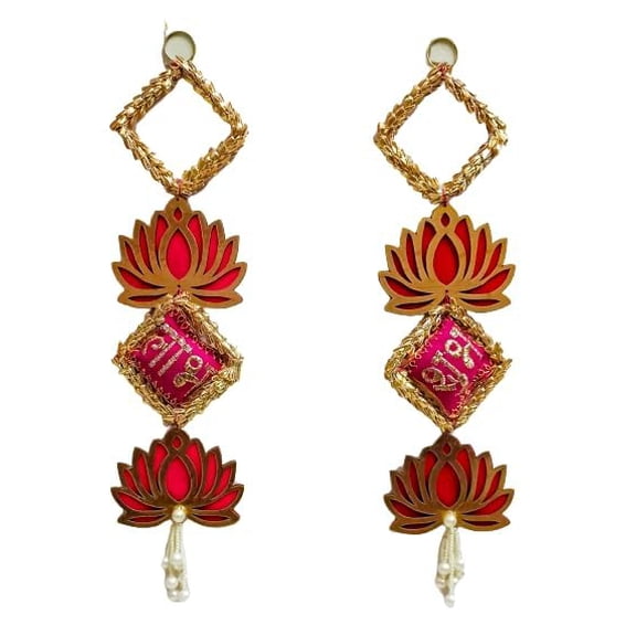 Swadeshi DesireHandmade Shubh Labh shubh labh LotusBest for Home Dcor (Pack of 2) Pink