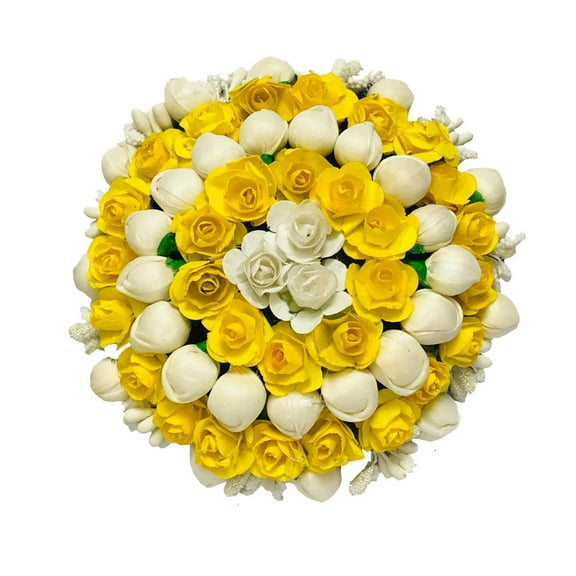 Swadeshi Desire Juda Bun Hair Flower Gajra for Wedding and Parties Use for Women in Yellow Color Pack of 1