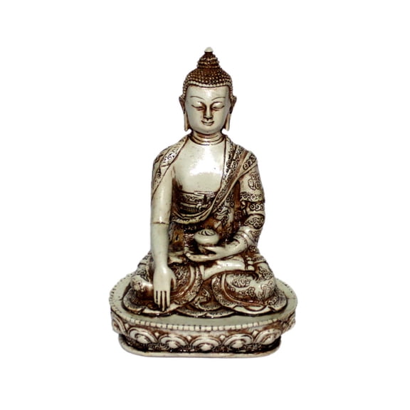 Swadeshi Desire Meditating Lord Gautam Buddha Murti Sculpture Statue Puja/Car Dashboard Idol Decorative Showpiece7.5-inch Decorative Showpiece - 18.79 cm (Polyresin, White)