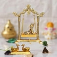 thumbnail image 1 of Swadeshi Desire Metal Krishna Idol On Jhula Swing Jhula Laddu Gopal on Jhulla Palana and Duck Pair Love Bird with KumKum Box for Home and Office Temple Pooja Item Decorative Showpieces, 1 of 4