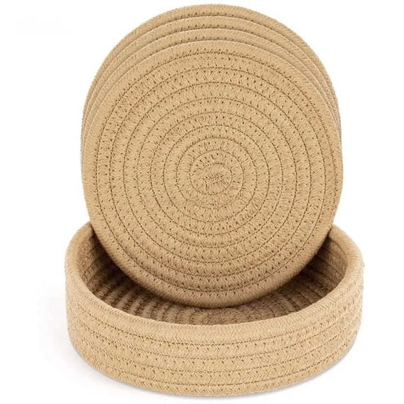 Swadeshi Desireâ„¢Natural Heat Resistant Cotton Coaster with Stand for Cup, Drink Table( Set of 4 )Coaster -1 Shelf Stand(Size - 5 x 5 Inches)