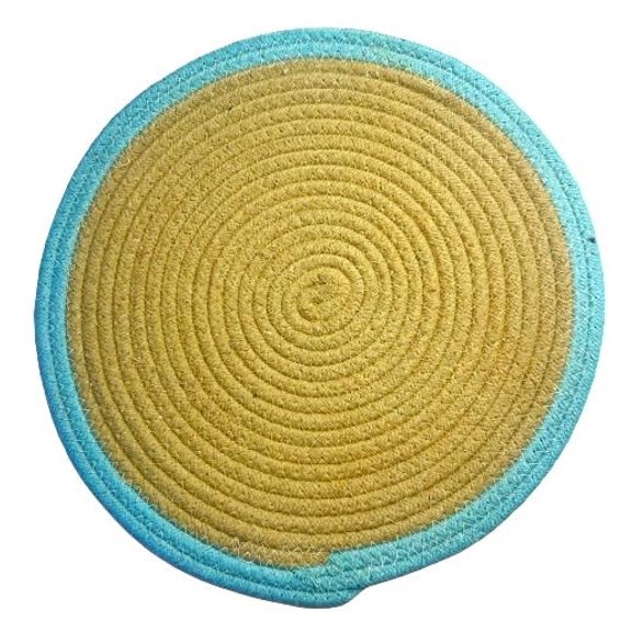 Swadeshi Desire™ Cotton Round Coaster Place Mat for Pots,Dining Table,Decor Home & Restaurants( Set of 1) (12 Inches)( Sky Blue)