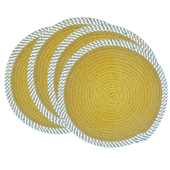 Swadeshi Desire™ Cotton Round Coaster Place Mat for Pots,Dining Table,Decor Home & Restaurants( Set of 4) (12 Inches)( Multicolor)
