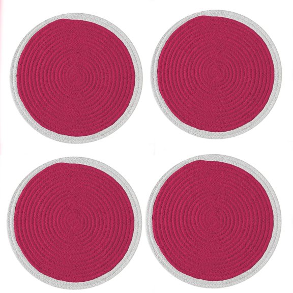 Swadeshi Desire™ Cotton Round Coaster Place Mat for Pots,Dining Table,Decor Home & Restaurants( Set of 4) (12 Inches)( Multicolor)