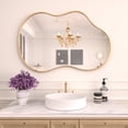 thumbnail image 1 of Swafrrt 24x36 inch Gold Irregular Wall Mirror, Asymmetrical Mirror, Wall Mounted Mirrors, Abstract Wavy Aluminum Alloy Frame Mirror for Bathroom, Bedroom, Living Room, Entryway, 1 of 9