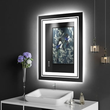 Swafrrt 24"x32" Wall Mounted Vanity Mirror LED Bathroom Mirror with Lights, Front Light & Backlit, Anti-Fog, 3 Colors Dimmable Memory Function