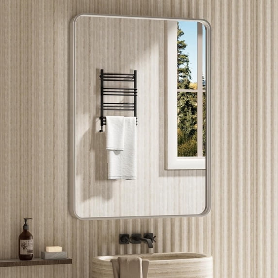 Swafrrt Black Bathroom Vanity Mirror for Wall, 22x30 inch Metal Framed Wall Mirror Rectangular with Tempered Glass, Anti-Rust, Hangs Horizontally or Vertically