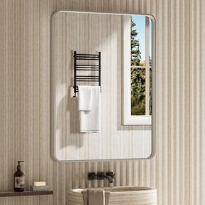 Swafrrt Black Bathroom Vanity Mirror for Wall, 24x32 inch Metal Framed Wall Mirror Rectangular with Tempered Glass, Anti-Rust, Hangs Horizontally or Vertically