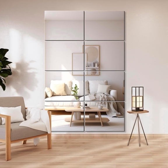 Swafrrt Home Gym Mirror, Patch Fitness Yoga Mirror, 14X14 inch, 12 Pcs, Tempered Glass Frameless, Full Space Saving Home Gym Mirror for Home Gym, Bedroom, Door