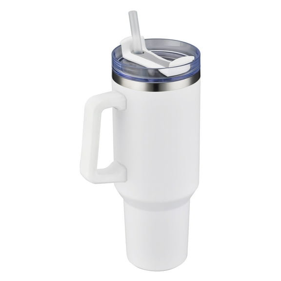 Swag Bottle 40oz White Reusable Stainless Steel Double Wall Vacuum Sealed with Handle Travel Tumbler with Lid and Straw
