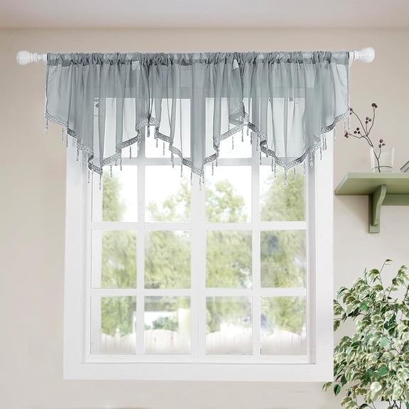 Swag Curtain Scalloped Curtain Valance Drape Sheer Lace Panel 1pc