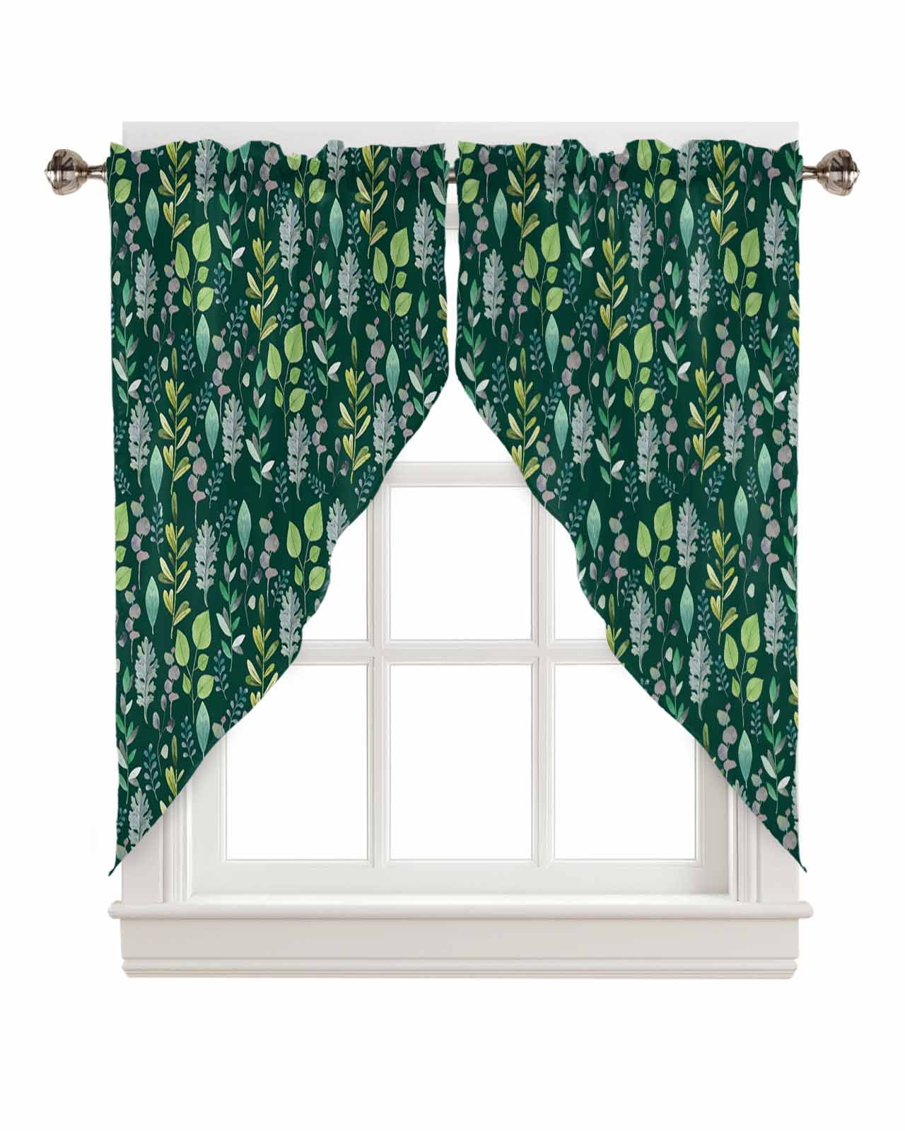 Swag Curtain, Spring Summer Eucalyptus Leaves Natural Country Dark