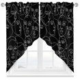 thumbnail image 1 of Swag Curtain Valances Abstract Human Face Swag Valances for Kitchen Windows Aesthetic Portrait Lines Black Short Topper Curtains Valance Tier Pair for Kitchen Bedroom Living Room Bathroom 28"x36", 1 of 8