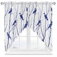 thumbnail image 1 of Swag Curtain Valances Bird Branches Swag Valances for Kitchen Windows Blue Leaves Tree Short Topper Curtains Valance Tier Pair for Kitchen Bedroom Living Room Bathroom 28"x36", 1 of 8