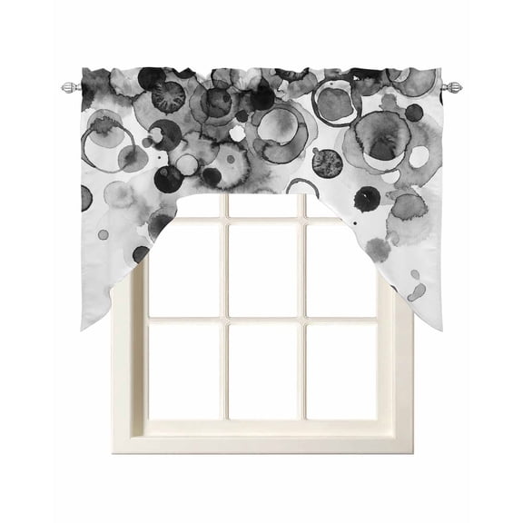 Swag Curtain Valances Black Ink Points Swag Valances for Kitchen Windows Abstract Art Bubble Window Treatment Curtains Drapes for Kitchen Bedroom Living Room Bathroom Over Sink 56"x36"