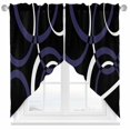 thumbnail image 1 of Swag Curtain Valances Blue Black Geometric Circle Swag Valances for Kitchen Windows Modern Abstract Lines Short Topper Curtains Valance Tier Pair for Kitchen Bedroom Living Room Bathroom 28"x36", 1 of 8