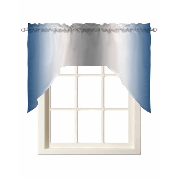 Swag Curtain Valances Blue Grey Swag Valances for Kitchen Windows Abstract Gradient Color Window Treatment Curtains Drapes for Kitchen Bedroom Living Room Bathroom Over Sink 56"x36"