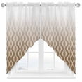 thumbnail image 1 of Swag Curtain Valances Brown Geometric Swag Valances for Kitchen Windows Ombre Lines Rhombus Pattern Short Topper Curtains Valance Tier Pair for Kitchen Bedroom Living Room Bathroom 28"x36", 1 of 8