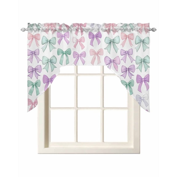 Swag Curtain Valances Colorful Bow Tie Swag Valances for Kitchen Windows Cute Window Treatment Curtains Drapes for Kitchen Bedroom Living Room Bathroom Over Sink 56"x36"