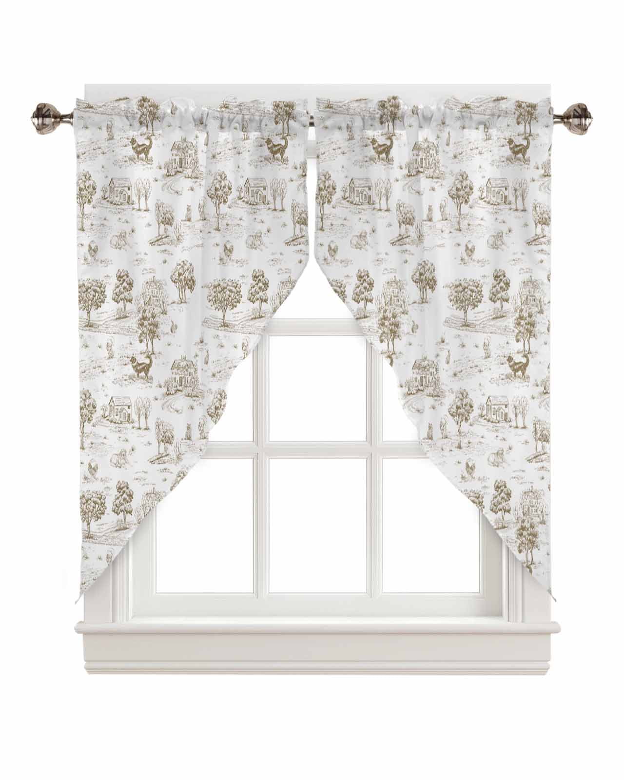 Swag Curtain Valances Country Style Vintage Cottages Animals Tree Retro