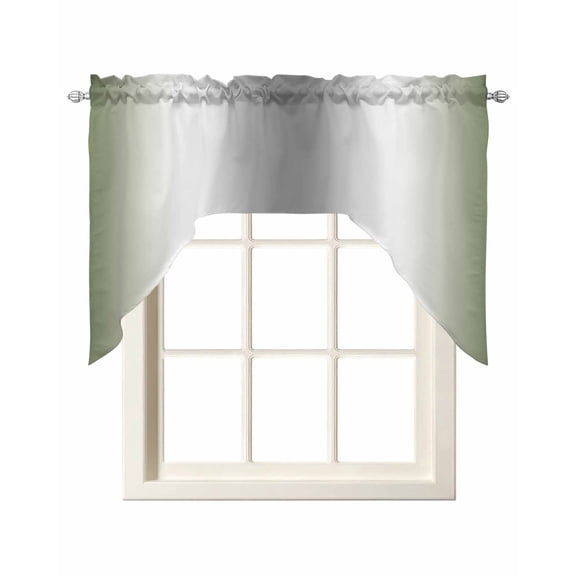 Swag Curtain Valances Green Grey Swag Valances for Kitchen Windows Abstract Gradient Color Window Treatment Curtains Drapes for Kitchen Bedroom Living Room Bathroom Over Sink 56"x36"