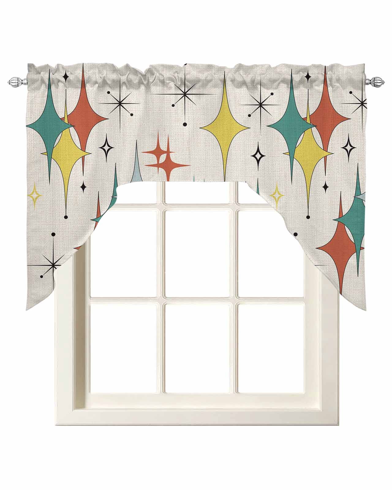 Swag Curtain Valances Green Yellow Orange Diamond Swag Valances for ...