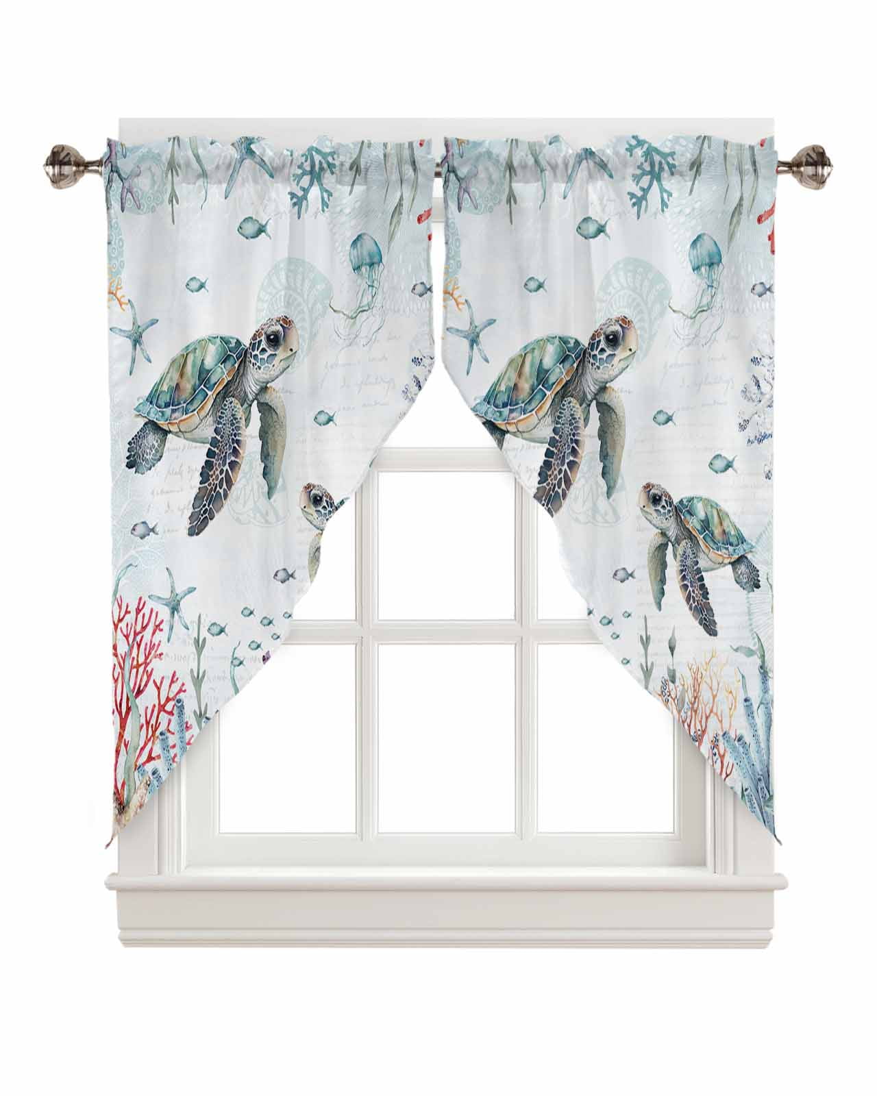 Swag Curtain Valances Ocean Nautical Summer Ocean Nautical Coral