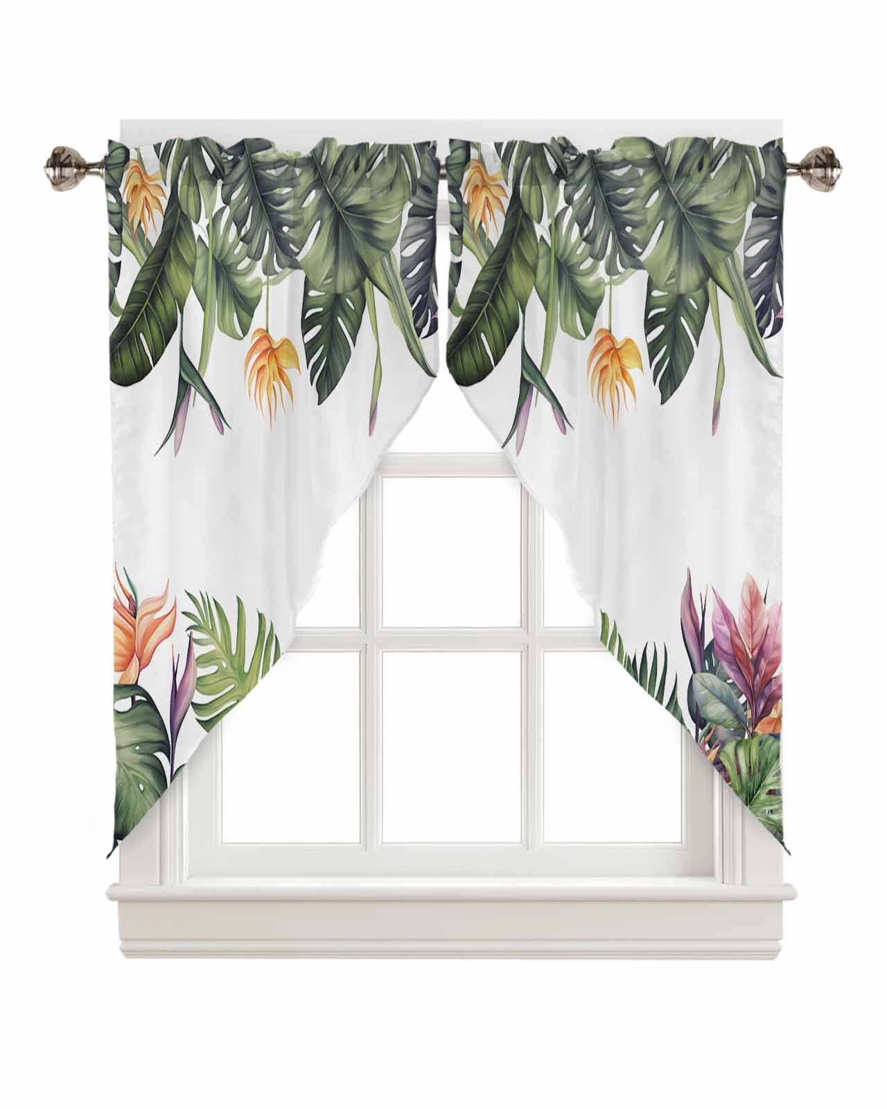 Swag Curtain Valances Palm Leaves Vintage Tropical Rainforest Palm