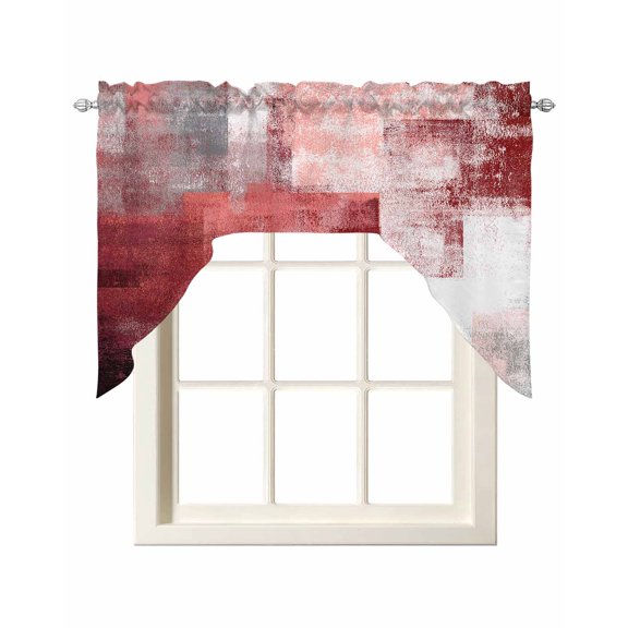 Swag Curtain Valances Red Graffiti Swag Valances for Kitchen Windows Abstract Sage Green Paint Window Treatment Curtains Drapes for Kitchen Bedroom Living Room Bathroom Over Sink 56"x36"