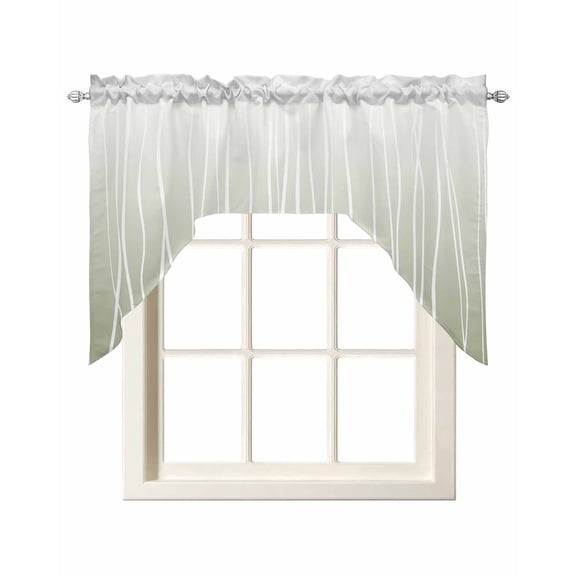 Swag Curtain Valances Sage Green Lines Swag Valances for Kitchen Windows Abstract Art Window Treatment Curtains Drapes for Kitchen Bedroom Living Room Bathroom Over Sink 56"x36"