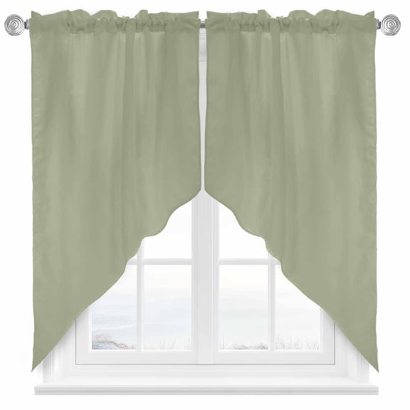 Swag Curtain Valances Sage Green Swag Valances for Kitchen Windows Spring Green Solid Color Short Topper Curtains Valance Tier Pair for Kitchen Bedroom Living Room Bathroom 28"x36"
