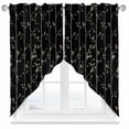 thumbnail image 1 of Swag Curtain Valances Sparrows Swag Valances for Kitchen Windows Bird Green Leaves Branches Black Short Topper Curtains Valance Tier Pair for Kitchen Bedroom Living Room Bathroom 28"x36", 1 of 8