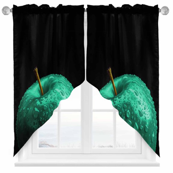 Swag Curtain Valances Turquoise Fruit Swag Valances for Kitchen Windows Berry Drops Short Topper Curtains Valance Tier Pair for Kitchen Bedroom Living Room Bathroom 28"x36"