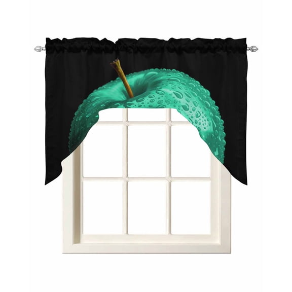 Swag Curtain Valances Turquoise Fruit Swag Valances for Kitchen Windows Berry Drops Window Treatment Curtains Drapes for Kitchen Bedroom Living Room Bathroom Over Sink 56"x36"