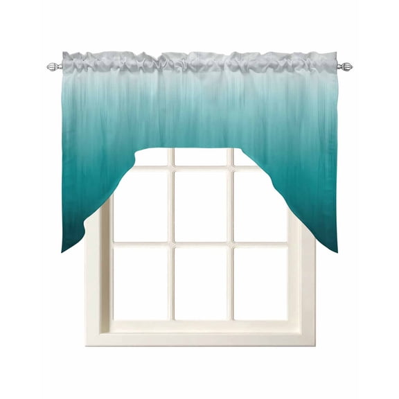 Swag Curtain Valances Turquoise Swag Valances for Kitchen Windows Abstract Gradient Color Window Treatment Curtains Drapes for Kitchen Bedroom Living Room Bathroom Over Sink 56"x36"