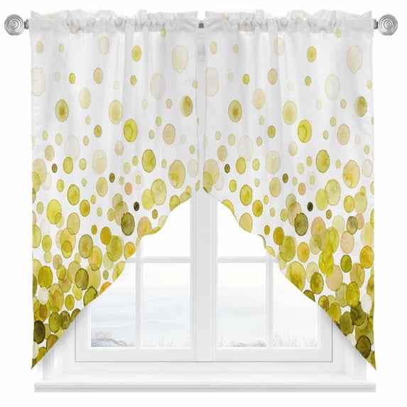 Swag Curtain Valances Yellow Polka Dots Swag Valances for Kitchen Windows Watercolor Abstract Art Short Topper Curtains Valance Tier Pair for Kitchen Bedroom Living Room Bathroom 28"x36"