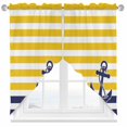 thumbnail image 1 of Swag Curtain Valances Yellow Stripes Swag Valances for Kitchen Windows Navy Blue Nautical Anchor Short Topper Curtains Valance Tier Pair for Kitchen Bedroom Living Room Bathroom 28"x36", 1 of 8