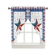thumbnail image 1 of Swag Curtains, America Flag Star Plaid Check Rod Pocket Kitchen Curtains Valances Tier Curtains Swag Valance Curtains for Bedroom Living Room 36" x 63", 2 Panels, 1 of 6