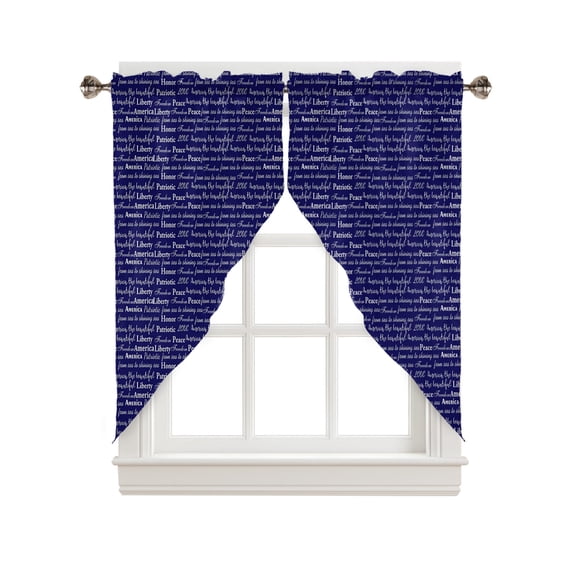 Swag Curtains, Independence Day American Letters Rod Pocket Kitchen Curtains Valances Tier Curtains Swag Valance Curtains for Bedroom Living Room 28" x 36", 2 Panels