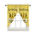 thumbnail image 1 of Swag Curtains, Spring Gnomes Daisies Bees Yellow Buffalo Plaid Rod Pocket Kitchen Curtains Valances Tier Curtains Swag Valance Curtains for Bedroom Living Room 36" x 36", 2 Panels, 1 of 6