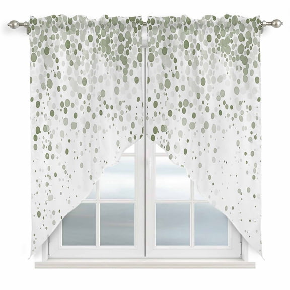 Swag Curtains Valances for Windows, Abstract Watercolor Short Kitchen Window Curtains Over Sink, Polka Dot Texture Cafe Curtains Panel Set Of 2,Rod Pocket, 36 Inches Length Sage Green