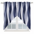 thumbnail image 1 of Swag Curtains Valances for Windows, Abstract Wave Pattern Texture Short Kitchen Window Curtains Over Sink, Navy Blue Cafe Curtains Panel Set Of 2,Rod Pocket, 36 Inches Length, 1 of 1