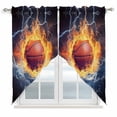 thumbnail image 1 of Swag Curtains Valances for Windows, Basketball on Fire Short Kitchen Window Curtains Over Sink, Water And Lightning Cafe Curtains Panel Set Of 2,Rod Pocket, 36 Inches Length, 1 of 9