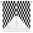 thumbnail image 1 of Swag Curtains Valances for Windows, Black And White Checkered Plaid Short Kitchen Window Curtains Over Sink, Classic Geometric Pattern Cafe Curtains Panel Set Of 2,Rod Pocket, 36 Inches Length, 1 of 8