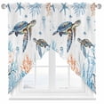 thumbnail image 1 of Swag Curtains Valances for Windows, Blue Coastal Ocean Short Kitchen Window Curtains Over Sink, Sea Turtle Starfish Coral Cafe Curtains Panel Set Of 2,Rod Pocket, 45 Inches Length White, 1 of 8