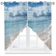thumbnail image 1 of Swag Curtains Valances for Windows, Blue Ocean Beach Short Kitchen Window Curtains Over Sink, Blue Sky Seascape Cafe Curtains Panel Set Of 2,Rod Pocket, 36 Inches Length, 1 of 8
