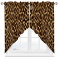 thumbnail image 1 of Swag Curtains Valances for Windows, Brown Retro Leopard Print Short Kitchen Window Curtains Over Sink, Abstract Animal Texture Cafe Curtains Panel Set Of 2,Rod Pocket, 36 Inches Length, 1 of 8