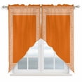 thumbnail image 1 of Swag Curtains Valances for Windows, Coral Orange Greek Key Pattern Short Kitchen Window Curtains Over Sink, Geometric Modern Cafe Curtains Panel Set Of 2,Rod Pocket, 36 Inches Length, 1 of 9